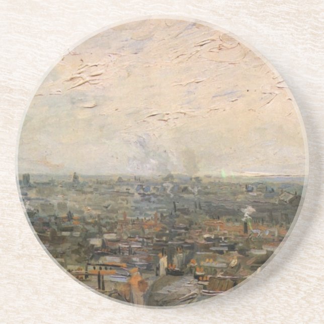 View of paris from Montmarte by Vincent van Gogh Drink Coaster (Front)