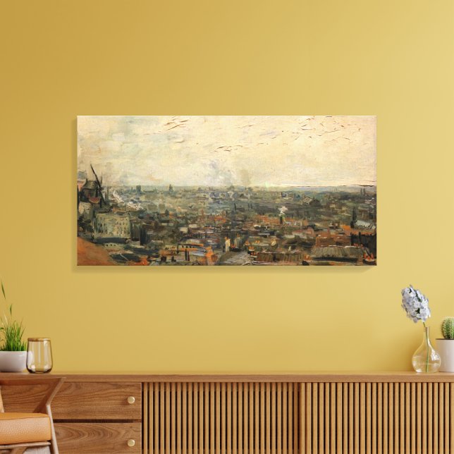 View of Paris from Montmartre by Vincent van Gogh Canvas Print (Insitu(LivingRoom))
