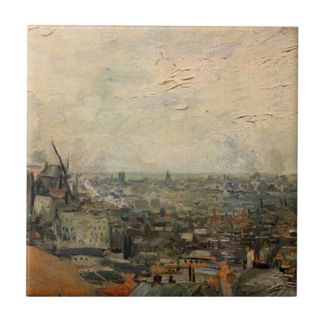 View of Paris from Montmartre by Vincent van Gogh Ceramic Tile (Front)
