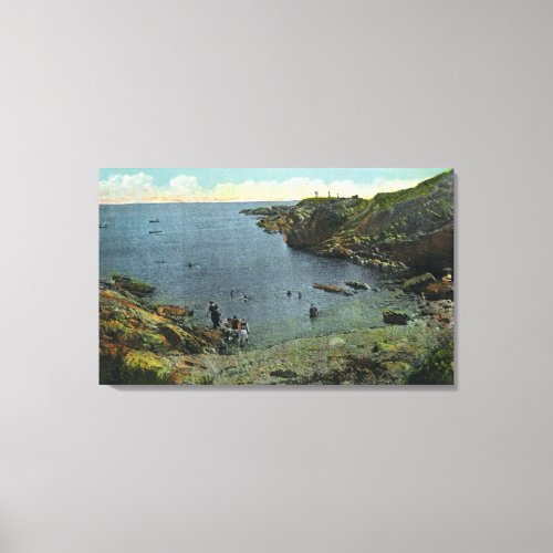 View of Perkins Cove Swimming Scene Canvas Print