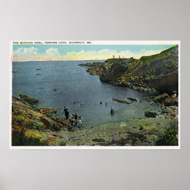 View of Perkins Cove, Swimming Scene Poster (Front)