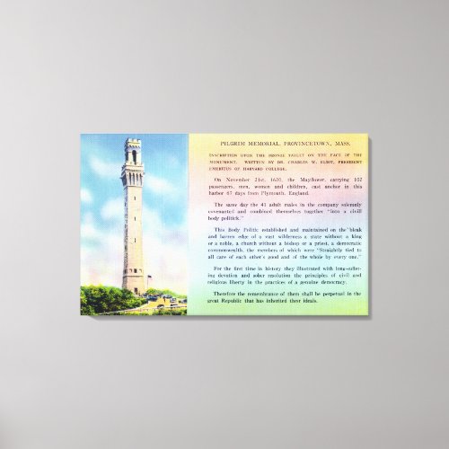 View of Pilgrim Memorial and Brief Information Canvas Print