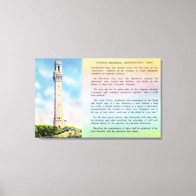 View of Pilgrim Memorial and Brief Information Canvas Print (Front)