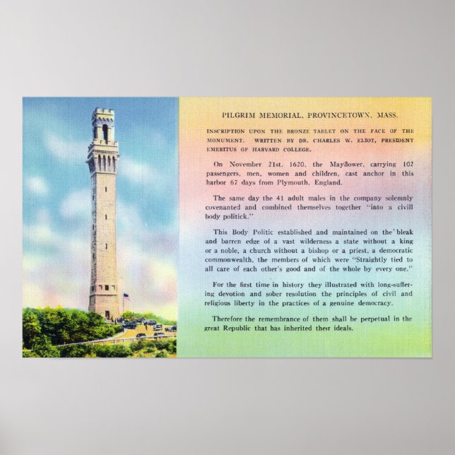View of Pilgrim Memorial and Brief Information Poster (Front)