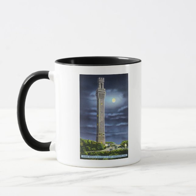 View of Pilgrim Memorial at Night Mug (Left)