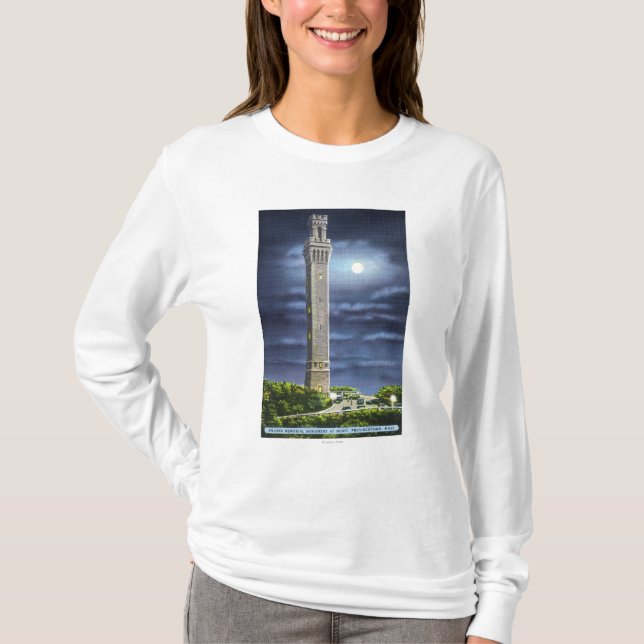 View of Pilgrim Memorial at Night T-Shirt (Front)