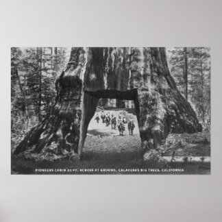 View of Pioneers Cabin, Men on Horseback Poster