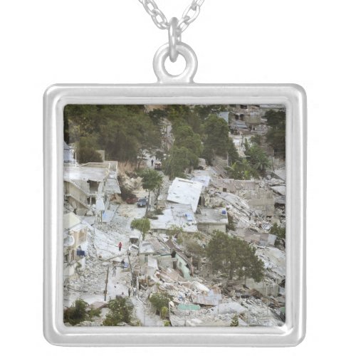 View of Port_au_Prince Haiti Silver Plated Necklace