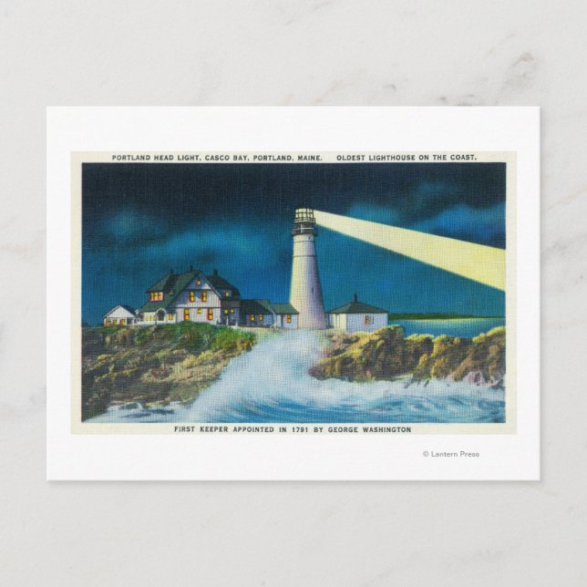 View of Portland Head Lighthouse on Casco Bay Postcard (Front)
