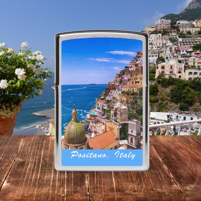View Of Positano, Italy   Zippo Lighter (Ignite your wanderlust with the captivating charm of Positano, Italy.)