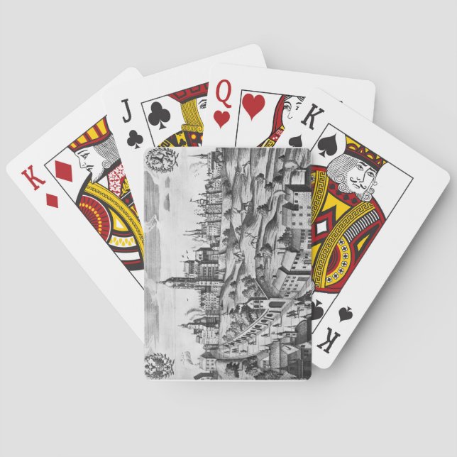 View of Prague showing the Imperial Palace and the Poker Cards (Back)