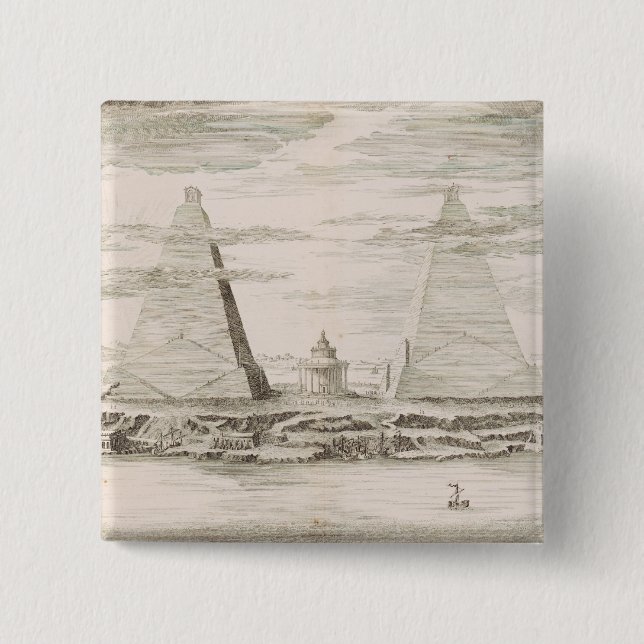 View of pyramids near the tomb of Egyptian Kings Button (Front)