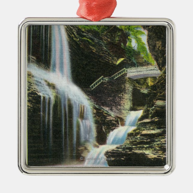 View of Rainbow Falls 2 Metal Ornament (Front)
