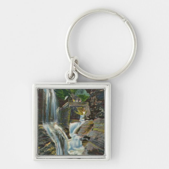 View of Rainbow Falls and Bridge Keychain (Front)