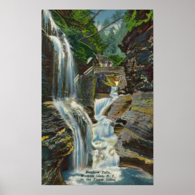 View of Rainbow Falls and Bridge Poster (Front)