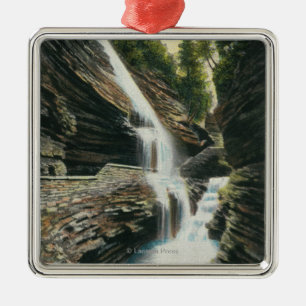 View of Rainbow Falls Metal Ornament