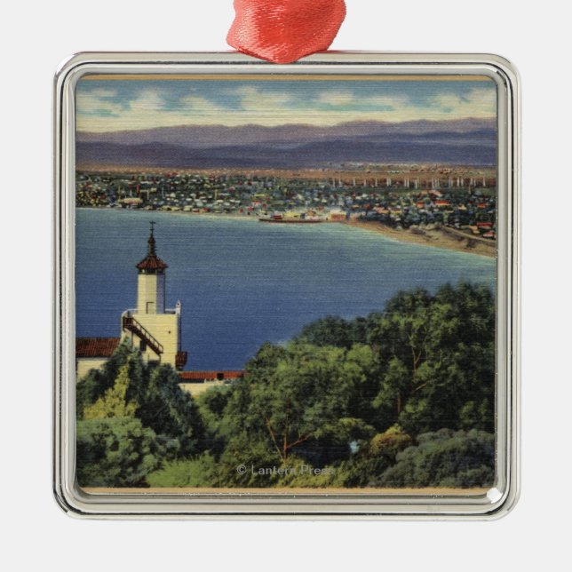 View of Redondo & Hermosa Beaches Metal Ornament (Front)