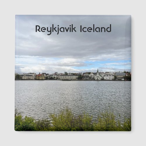 View of Reykjavik Tjornin Pond Personalize Magnet