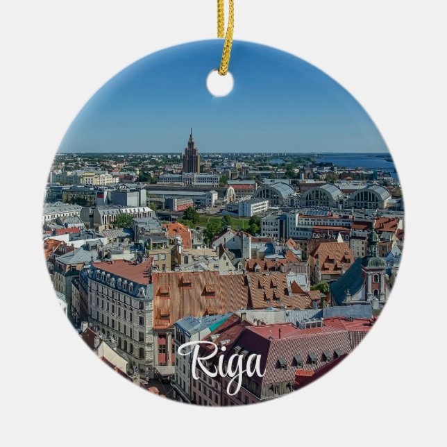 View of Riga old town from above Ceramic Ornament (Front)