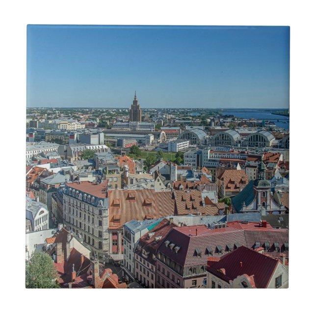 View of Riga old town from above Ceramic Tile (Front)