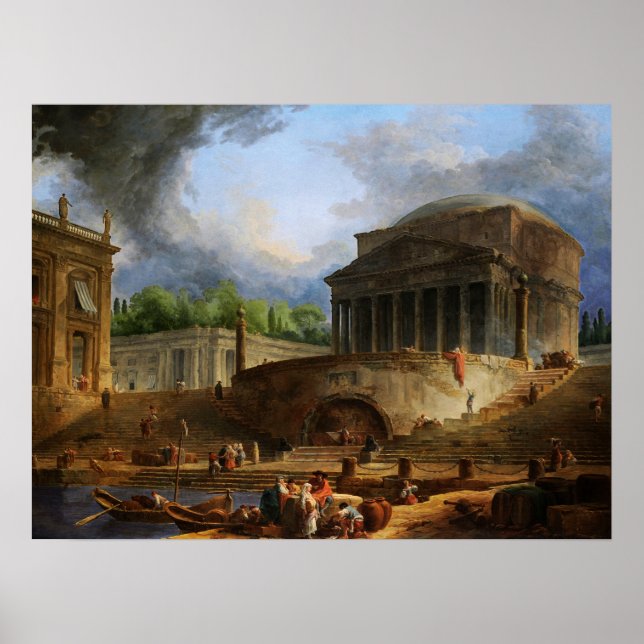 View of Ripetta by Hubert Robert Poster (Front)
