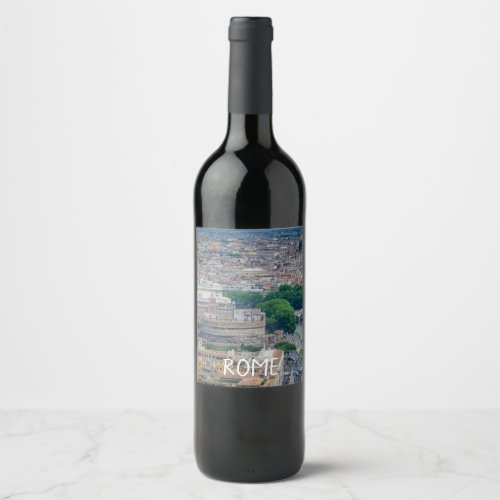 View of Rome historic city center from above Wine Label