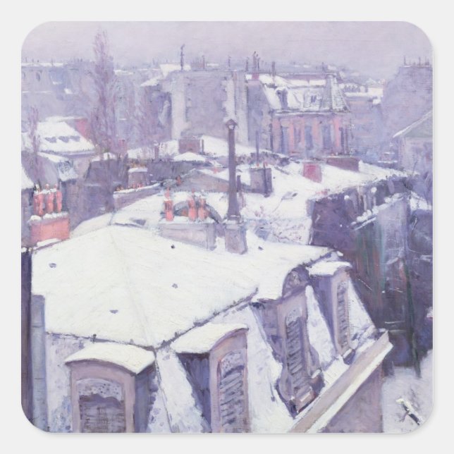 View of Roofs  or Roofs under Snow, 1878 Square Sticker (Front)