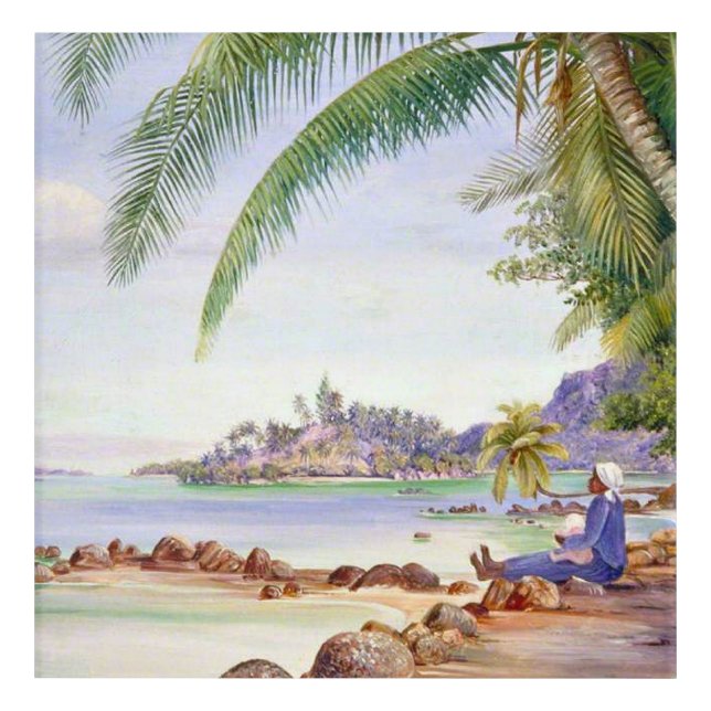View of Round Island, painting by Marianne North, Acrylic Print (Front)
