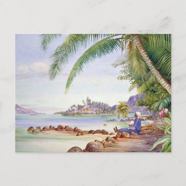 View of Round Island, painting by Marianne North, Postcard (Front)