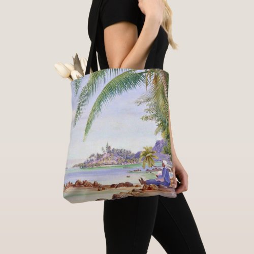 View of Round Island painting by Marianne North Tote Bag