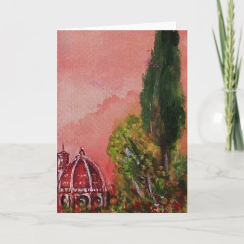 VIEW OF SAINT MARY OF FLOWER  FLORENCE IN SUNSET HOLIDAY CARD