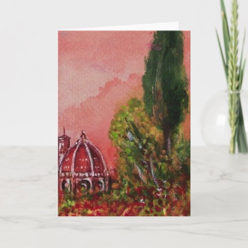 VIEW OF SAINT MARY OF FLOWER  FLORENCE IN SUNSET HOLIDAY CARD
