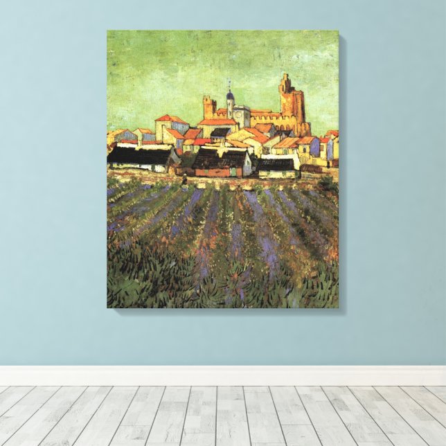 View of Saintes Maries by Vincent van Gogh Canvas Print (Insitu(Wood Floor))