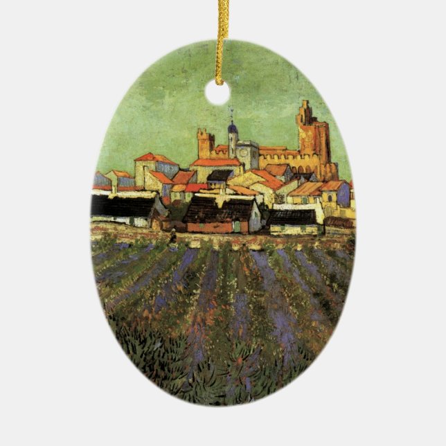 View of Saintes Maries by Vincent van Gogh Ceramic Ornament (Front)