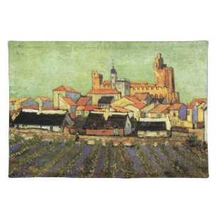 View of Saintes Maries by Vincent van Gogh Cloth Placemat
