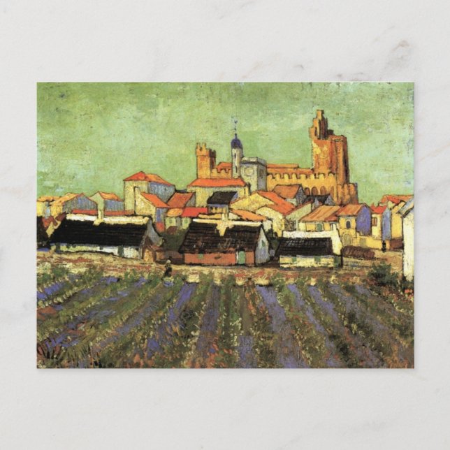 View of Saintes Maries by Vincent van Gogh Postcard (Front)