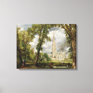 View of Salisbury Cathedral from the Bishop's Grou Canvas Print