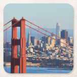 View Of San Francisco Through Golden Gate Bridge Square Paper Coaster at Zazzle