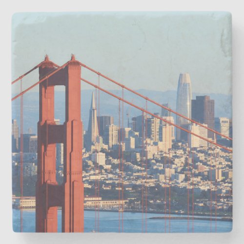 View of San Francisco Through Golden Gate Bridge Stone Coaster