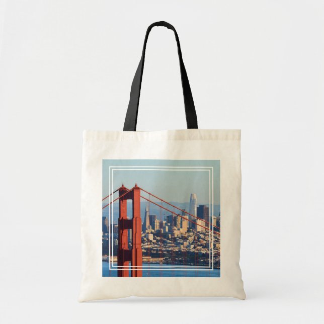 View of San Francisco Through Golden Gate Bridge Tote Bag (Front)