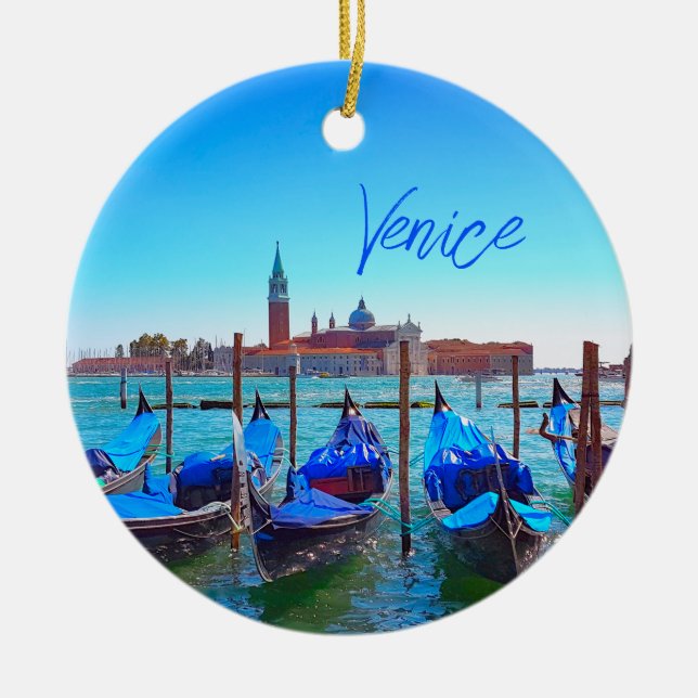 View of San Giorgio Maggiore Island Venice Italy Ceramic Ornament (Front)