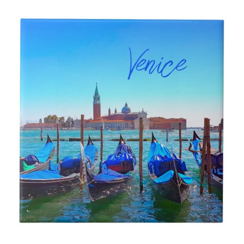 View of San Giorgio Maggiore Island Venice Italy Ceramic Tile