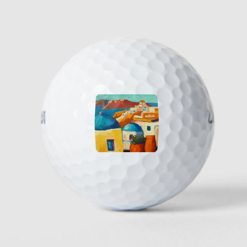 View of Santorini island Greece Golf Balls