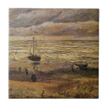 View of Sea at Scheveningen by Vincent van Gogh Ceramic Tile<br><div class="desc">View of the Sea at Scheveningen by Vincent van Gogh is a vintage fine art post impressionism maritime painting. A nautical seascape scene with a beach, people and sailboats in the ocean at Scheveningen, Holland. About the artist: Vincent Willem van Gogh (1853 -1890) was one of the most famous Post...</div>
