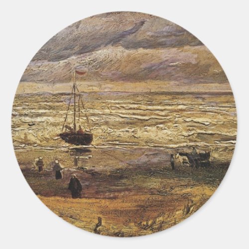 View of Sea at Scheveningen by Vincent van Gogh Classic Round Sticker