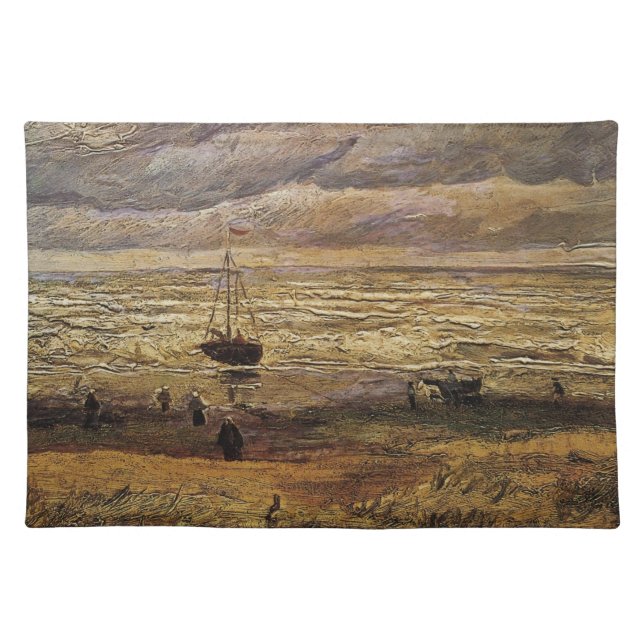 View of Sea at Scheveningen by Vincent van Gogh Cloth Placemat (Front)