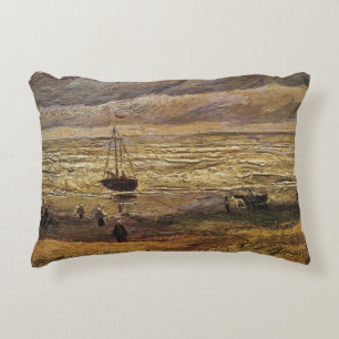 View of Sea at Scheveningen by Vincent van Gogh Decorative Pillow