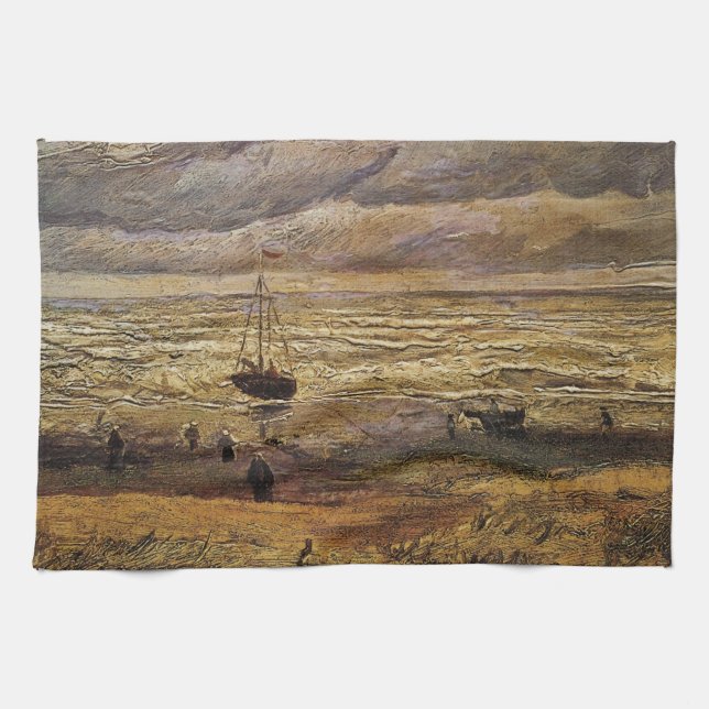 View of Sea at Scheveningen by Vincent van Gogh Kitchen Towel (Horizontal)