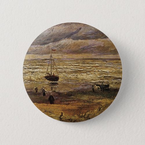 View of Sea at Scheveningen by Vincent van Gogh Pinback Button