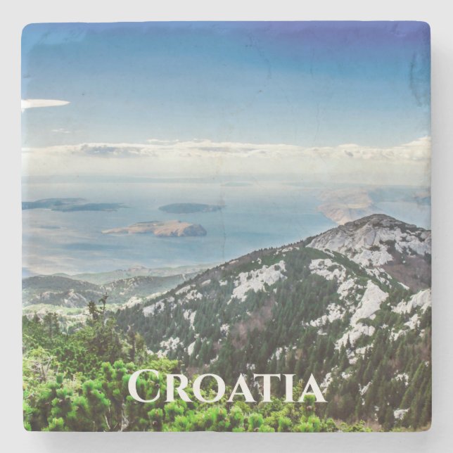 View of sea from mountains stone coaster (Front)